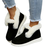 Ladies Winter Warm Boots Suede Fur Lined Slipper Non-slip Flat Ankle Bootie Shoe
