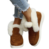 Ladies Winter Warm Boots Suede Fur Lined Slipper Non-slip Flat Ankle Bootie Shoe