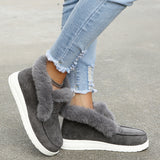 Ladies Winter Warm Boots Suede Fur Lined Slipper Non-slip Flat Ankle Bootie Shoe