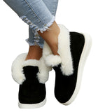 Ladies Winter Warm Boots Suede Fur Lined Slipper Non-slip Flat Ankle Bootie Shoe
