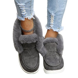 Ladies Winter Warm Boots Suede Fur Lined Slipper Non-slip Flat Ankle Bootie Shoe