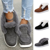 Ladies Winter Warm Boots Suede Fur Lined Slipper Non-slip Flat Ankle Bootie Shoe