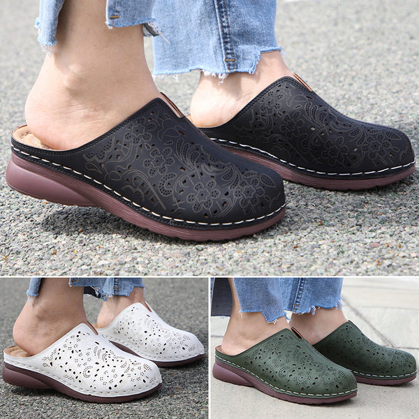 Womens Wedge Shoes Closed Toe Slippers Sliders Mules Shoes Breathable Sandals