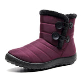 Women Round Toe Plush Lined Snow Boots Slip On Lightweight Winter Anti Slip Casual Shoes