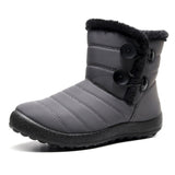 Women Round Toe Plush Lined Snow Boots Slip On Lightweight Winter Anti Slip Casual Shoes