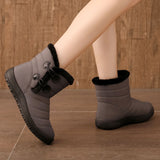 Women Round Toe Plush Lined Snow Boots Slip On Lightweight Winter Anti Slip Casual Shoes