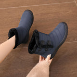 Women Round Toe Plush Lined Snow Boots Slip On Lightweight Winter Anti Slip Casual Shoes