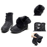 Women Round Toe Plush Lined Snow Boots Slip On Lightweight Winter Anti Slip Casual Shoes
