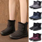 Women Round Toe Plush Lined Snow Boots Slip On Lightweight Winter Anti Slip Casual Shoes