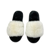Ladies Furry Fluffy Sliders Mules Slip On Womens Slippers Flat Sandals Shoes