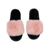 Ladies Furry Fluffy Sliders Mules Slip On Womens Slippers Flat Sandals Shoes