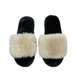 Ladies Furry Fluffy Sliders Mules Slip On Womens Slippers Flat Sandals Shoes