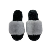 Ladies Furry Fluffy Sliders Mules Slip On Womens Slippers Flat Sandals Shoes