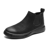 Mens Chelsea Ankle Boots Slip On Round Toe Outdoor Winter Warm Flat Casual Anti Slip Daily Shoes