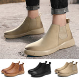 Mens Chelsea Ankle Boots Slip On Round Toe Outdoor Winter Warm Flat Casual Anti Slip Daily Shoes