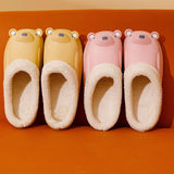 Unisex Cartoon Animal Soft Warm Plush Lining Non-Slip Slippers Winter House Shoe