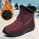 Women Men Warm Snow Boots Fur Lining Ankle Booties Waterproof Non-slip Flat Shoe