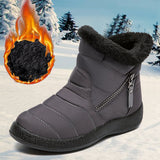 Women Men Warm Snow Boots Fur Lining Ankle Booties Waterproof Non-slip Flat Shoe