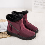 Women Men Warm Snow Boots Fur Lining Ankle Booties Waterproof Non-slip Flat Shoe