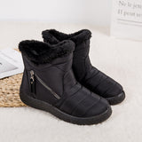 Women Men Warm Snow Boots Fur Lining Ankle Booties Waterproof Non-slip Flat Shoe