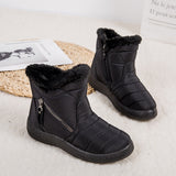 Women Men Warm Snow Boots Fur Lining Ankle Booties Waterproof Non-slip Flat Shoe