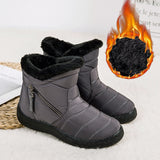 Women Men Warm Snow Boots Fur Lining Ankle Booties Waterproof Non-slip Flat Shoe