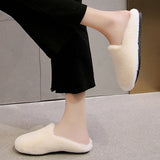 Womens Slippers Fluffy Slide Sliders Winter Warm Furry Slip on Shoe Round Toe