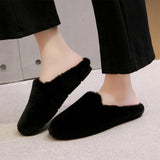 Womens Slippers Fluffy Slide Sliders Winter Warm Furry Slip on Shoe Round Toe