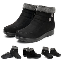 Womens Round Toe Ankle Boots Winter Warm Side Zip High Top Flat Shoes Snow Boots