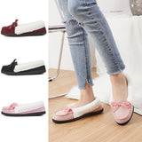 Women's Casual Bowknot Moccasins Plush Lined Slip On Flat  Loafers Shoes