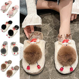 Womens Winter Warm Slipper Christmas Reindeer Indoor Floor Flat Girls Cute Shoes