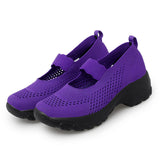 Womens Slip On Trainers Sneakers Ladies Mesh Breathable Loafers Platform Shoes