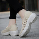 Womens Slip On Trainers Sneakers Ladies Mesh Breathable Loafers Platform Shoes