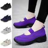 Womens Slip On Trainers Sneakers Ladies Mesh Breathable Loafers Platform Shoes