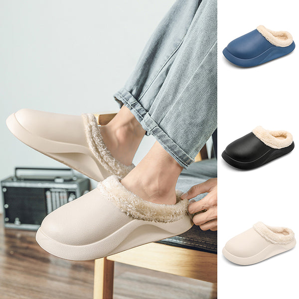 Mens Warm Slippers Casual Non-slip waterproof Home comfort Slip-on Shoes