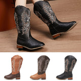 Womens Cowgirl Cowboy Boots Ladies Mid Wide Calf Fashion Pull on Western Shoes