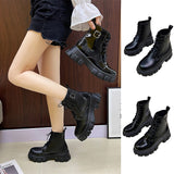 Ladies Ankle Mid Calf Chelsea Black Boots Shoes Chunky Heel Casual Comfy Shoes