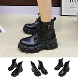 Ladies Ankle Mid Calf Chelsea Black Boots Shoes Chunky Heel Casual Comfy Shoes