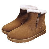 Men Fashion Snow Boots Side Zipper Winter Plush Warm Flat Booties Anti Slip Casual Shoes