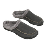 Men's Wide Toe Slippers with Soft Wool-Like Lined Suede Winter Warm Clog Slipper