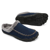 Men's Wide Toe Slippers with Soft Wool-Like Lined Suede Winter Warm Clog Slipper