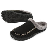 Men's Wide Toe Slippers with Soft Wool-Like Lined Suede Winter Warm Clog Slipper