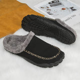 Men's Wide Toe Slippers with Soft Wool-Like Lined Suede Winter Warm Clog Slipper