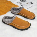 Men's Wide Toe Slippers with Soft Wool-Like Lined Suede Winter Warm Clog Slipper