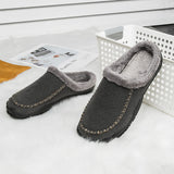 Men's Wide Toe Slippers with Soft Wool-Like Lined Suede Winter Warm Clog Slipper