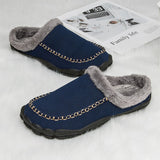 Men's Wide Toe Slippers with Soft Wool-Like Lined Suede Winter Warm Clog Slipper