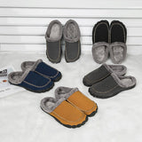 Men's Wide Toe Slippers with Soft Wool-Like Lined Suede Winter Warm Clog Slipper