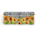2 Piece Sunflower Printed Short Window Curtain Slot Top Cafe Tier Rod Pocket Kitchen Scarf Bathroom Valance