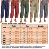Women Cotton Linen Capri Mid Waist Palazzo Cropped Pants with Pockets Summer Solid Color Casual Loose Trousers