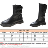 Women Low Chunky Boots Side Zipper Buckle Mid Calf Booties Fashion Walking Party Shoes